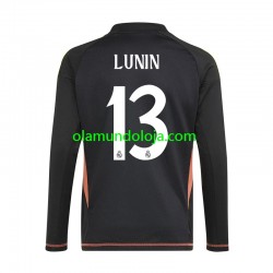 Camisola Real Madrid Andriy Lunin 13 Guarda-redes Homem Equipamento Segundo 2024-2025 Manga Comprida
